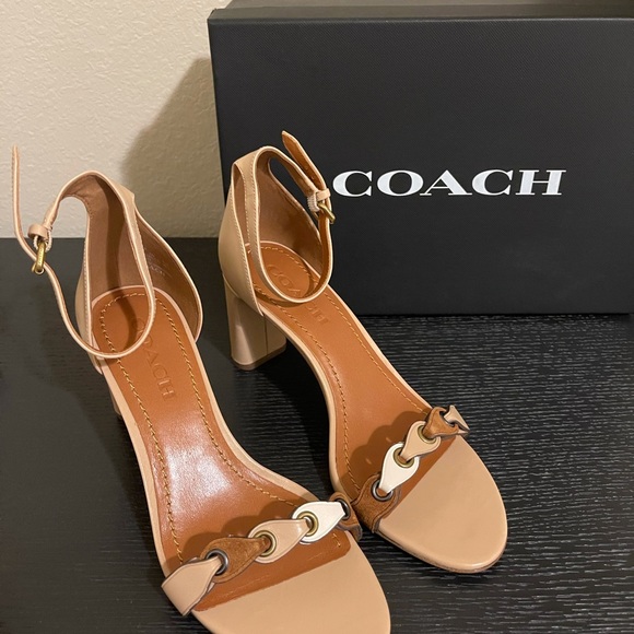 Coach Heel Link Suede Sandal NWB Size 8 - Picture 4 of 7